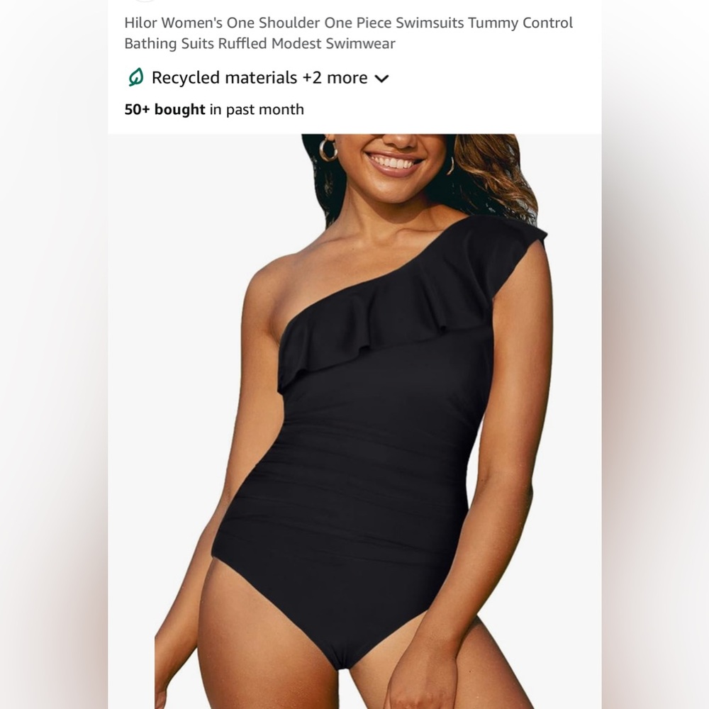 🌟3/$22🌟 Black One-Shoulder Ruffle Swimsuit. Women’s size 10.